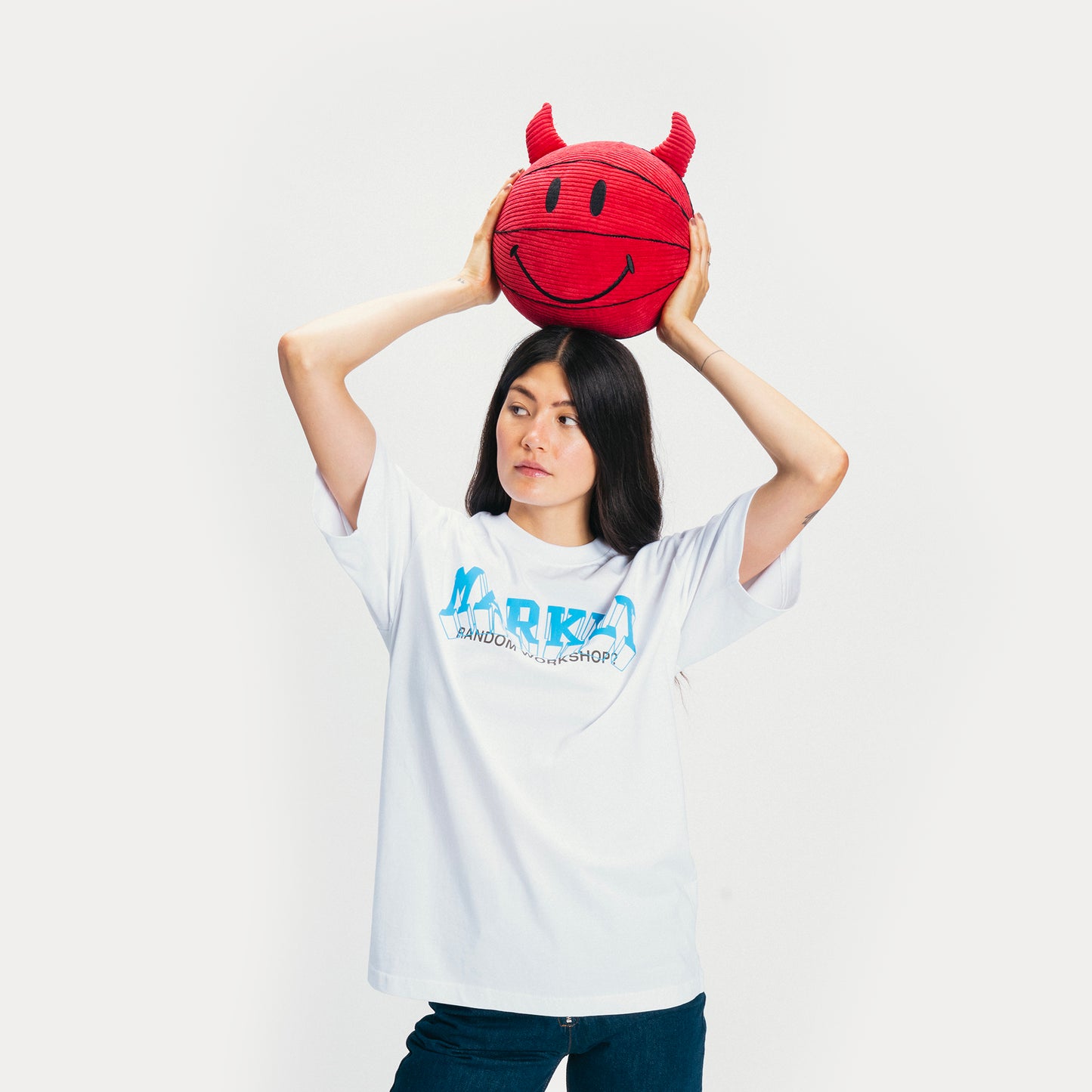 MARKET clothing brand SMILEY DEVIL PLUSH BASKETBALL. Find more homegoods and graphic tees at MarketStudios.com. Formally Chinatown Market. 