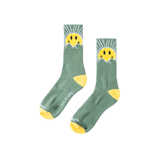 MARKET clothing brand SMILEY SUNRISE SOCKS. Find more graphic tees, socks, hats and small goods at MarketStudios.com. Formally Chinatown Market. 