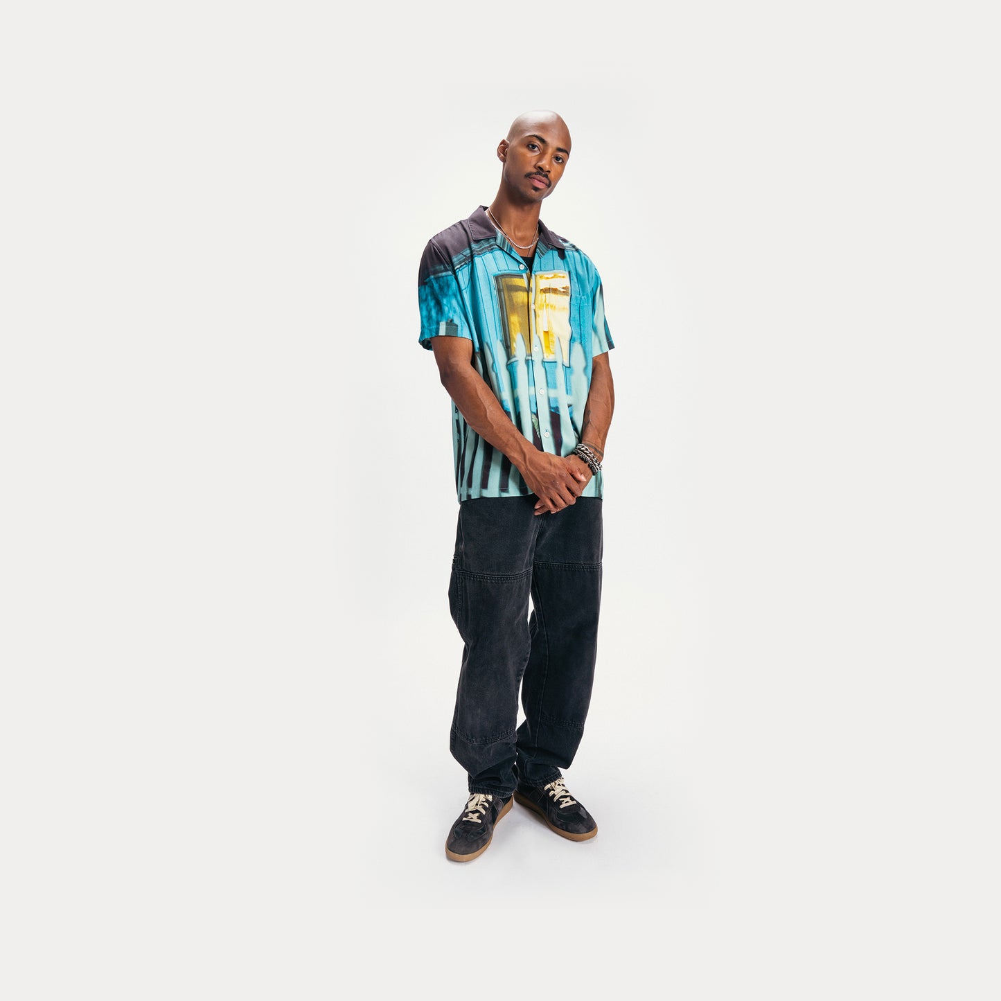 EVENING BLUE SS BUTTON UP