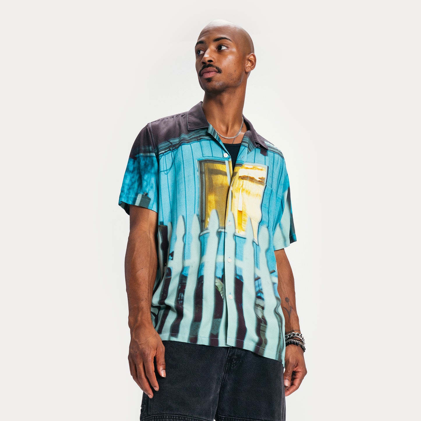 EVENING BLUE SS BUTTON UP