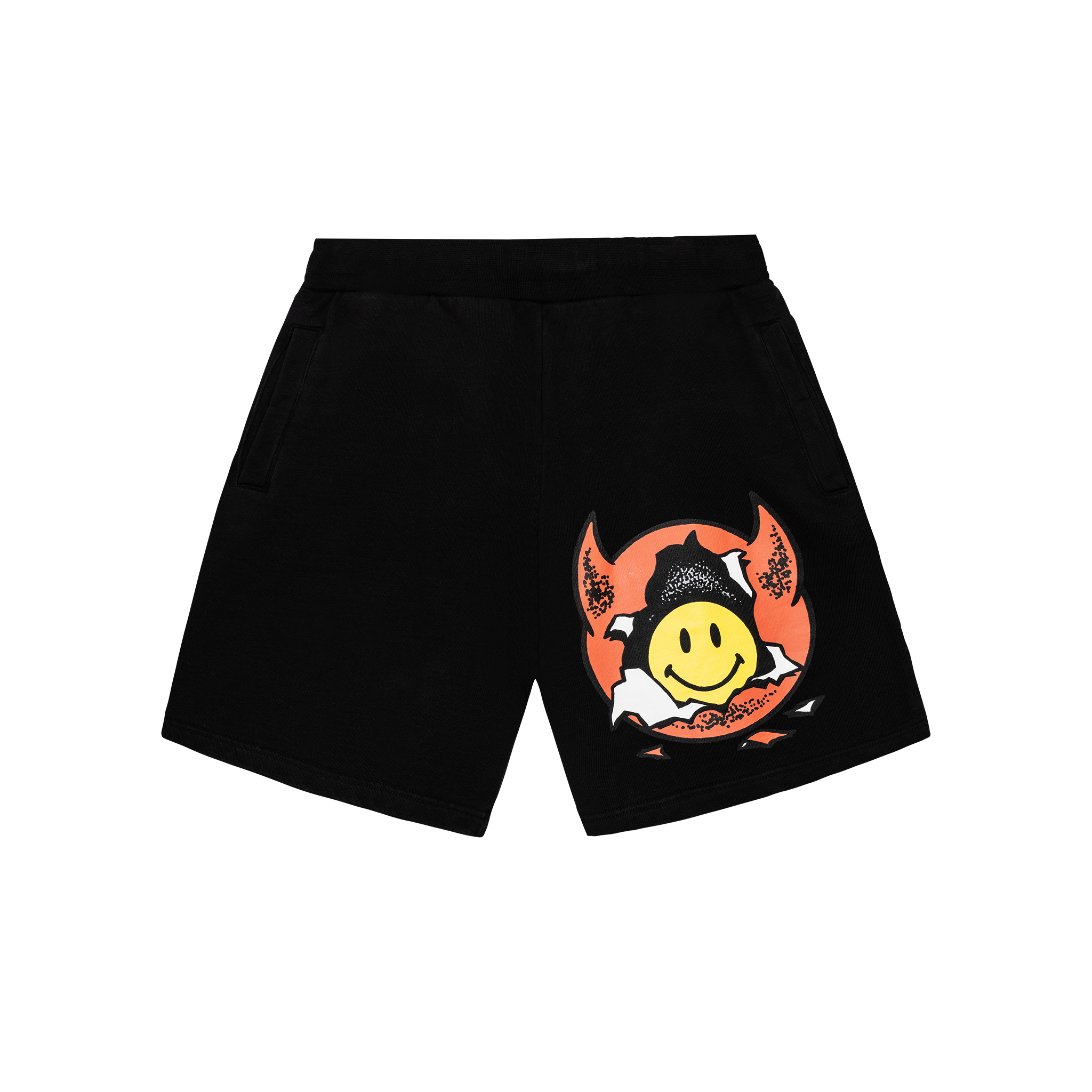 MARKET clothing brand SMILEY INNER PEACE SWEATSHORTS. Find more graphic tees, sweatpants, shorts and more bottoms at MarketStudios.com. Formally Chinatown Market.