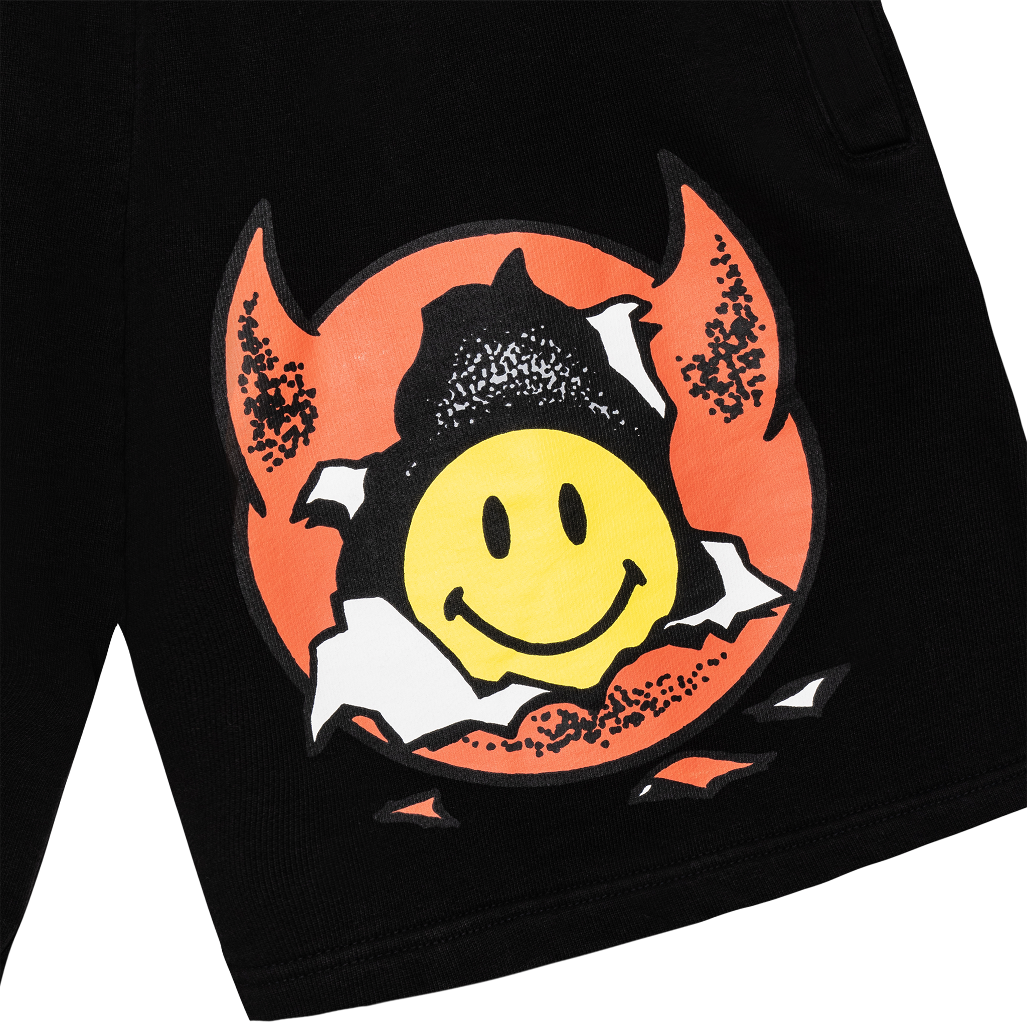 MARKET clothing brand SMILEY INNER PEACE SWEATSHORTS. Find more graphic tees, sweatpants, shorts and more bottoms at MarketStudios.com. Formally Chinatown Market.