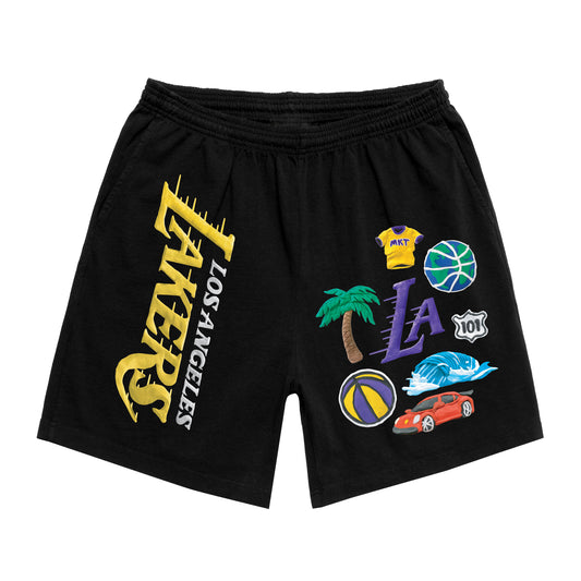 MARKET clothing brand MARKET LAKERS SWEATSHORTS. Find more graphic tees, sweatpants, shorts and more bottoms at MarketStudios.com. Formally Chinatown Market. 