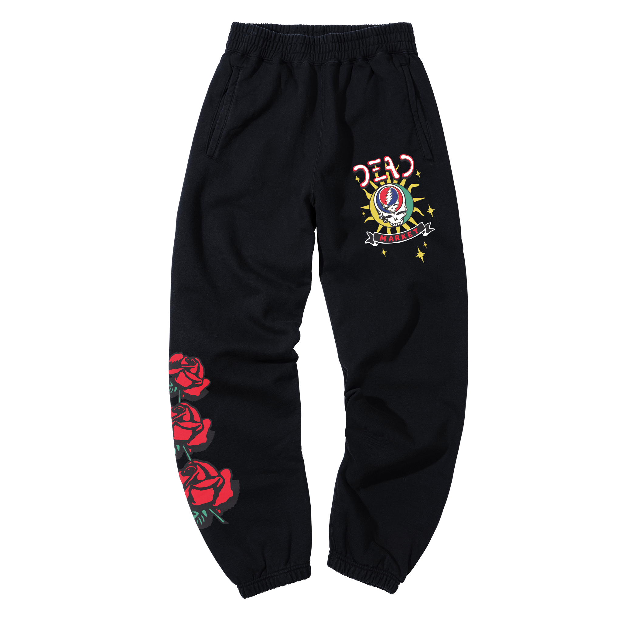 MARKET clothing brand GD SOLAR FLARE SWEATPANTS. Find more graphic tees, sweatpants, shorts and more bottoms at MarketStudios.com. Formally Chinatown Market.