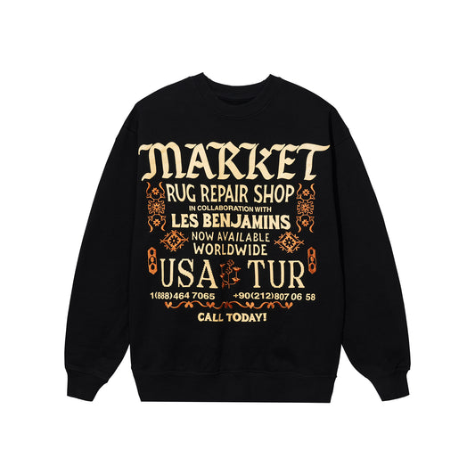 MARKET clothing brand REPAIR SHOP CREWNECK SWEATSHIRT. Find more graphic tees and hoodies at MarketStudios.com. Formally Chinatown Market.