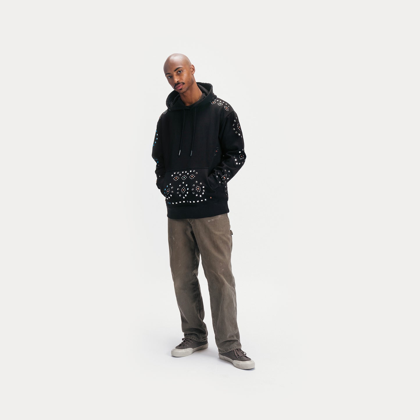STUDDED PULLOVER HOODIE