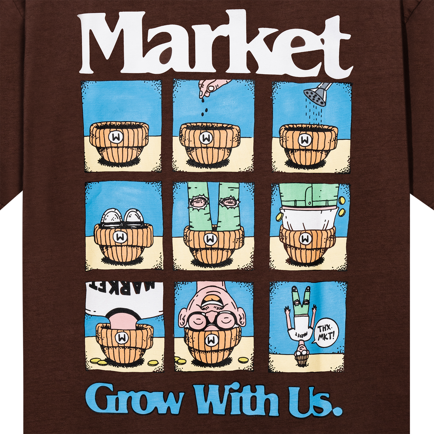 MARKET clothing brand. MARKET graphic tees. Chinatown Market clothing. MARKET Studios t-shirt. 100% Cotton T-Shirt. Graphic Streetwear Tee Shirt. Grow With Us T-Shirt