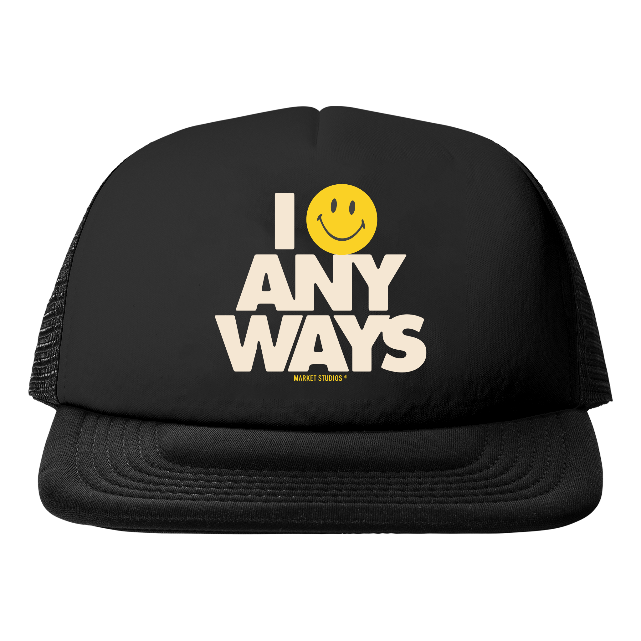 SMILEY SMILEY ANYWAYS TRUCKER HAT
