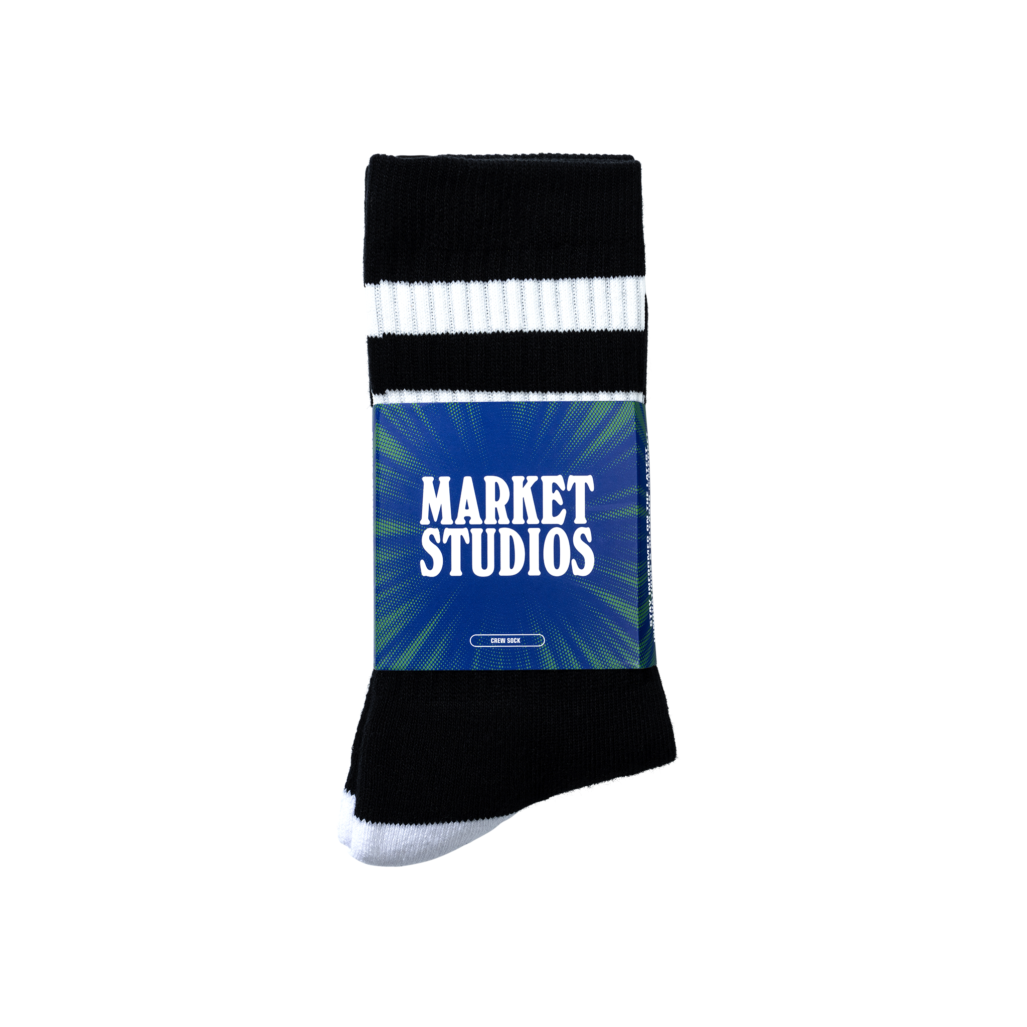 CORE STRIPE CREW SOCKS- BLACK