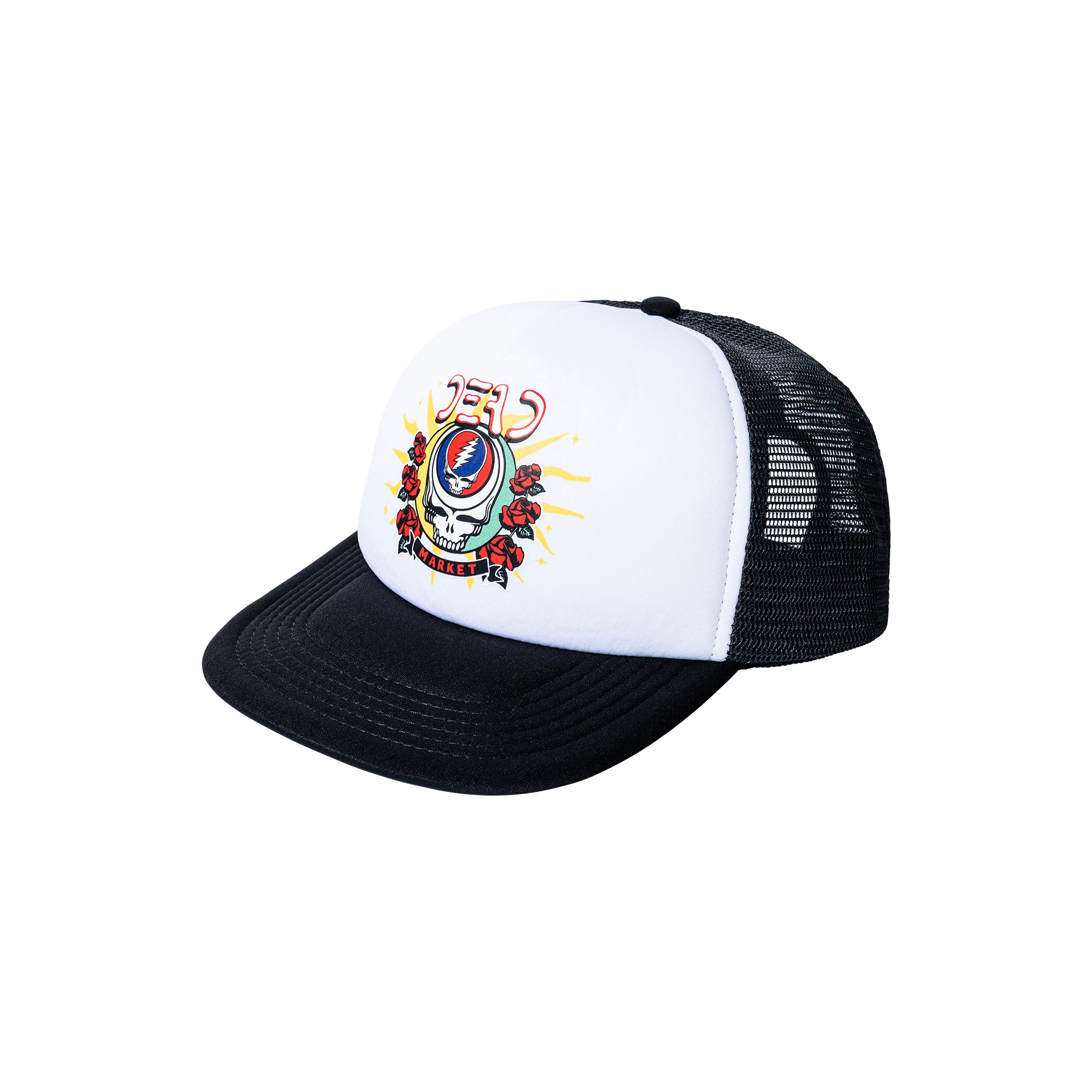 MARKET clothing brand GD SOLAR FLARE TRUCKER HAT. Find more graphic tees, hats, beanies, hoodies at MarketStudios.com. Formally Chinatown Market.
