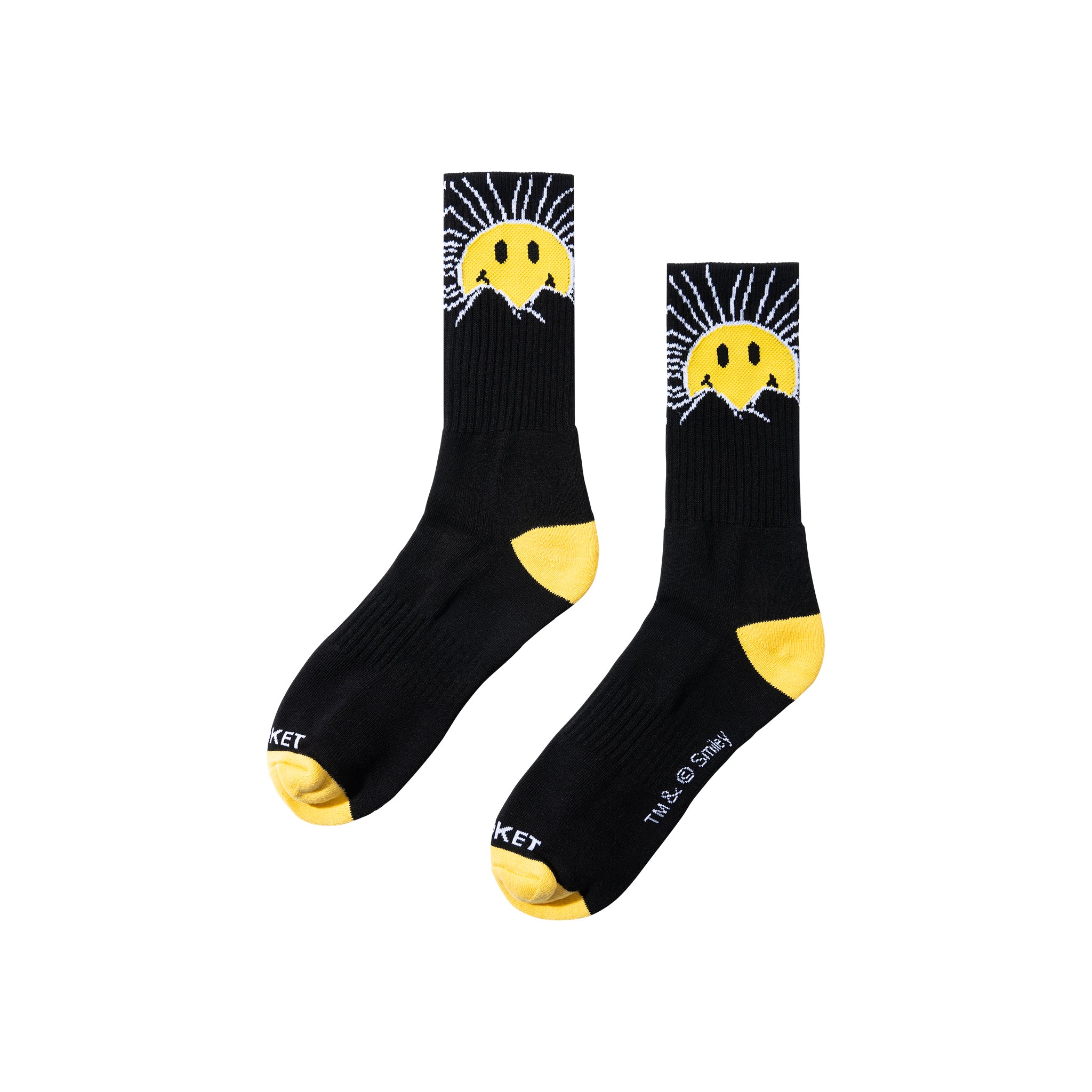 MARKET clothing brand SMILEY SUNRISE SOCKS. Find more graphic tees, socks, hats and small goods at MarketStudios.com. Formally Chinatown Market.