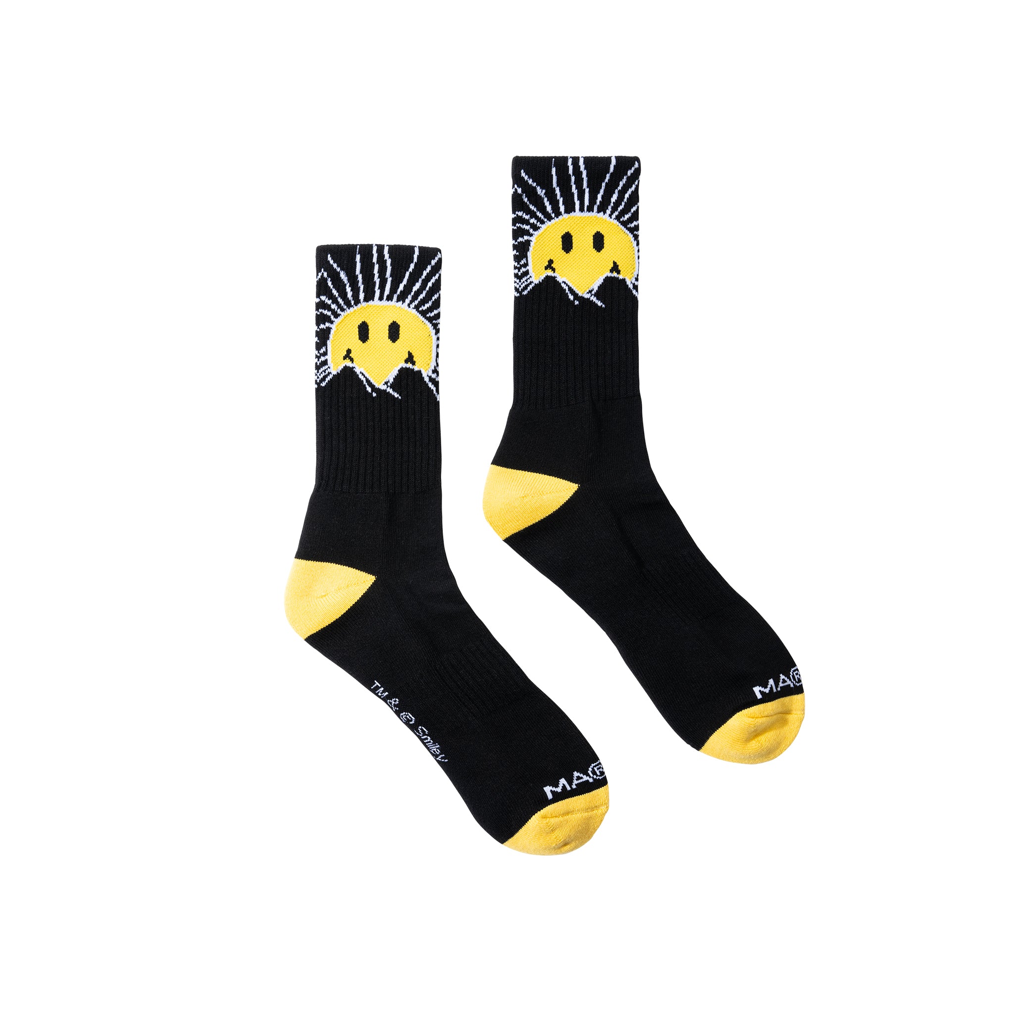 MARKET clothing brand SMILEY SUNRISE SOCKS. Find more graphic tees, socks, hats and small goods at MarketStudios.com. Formally Chinatown Market.