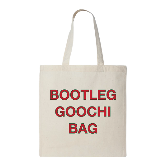 MARKET clothing brand SC BOOTLEG GOOCHI TOTE BAG. Find more graphic tees, socks, hats and small goods at MarketStudios.com. Formally Chinatown Market.