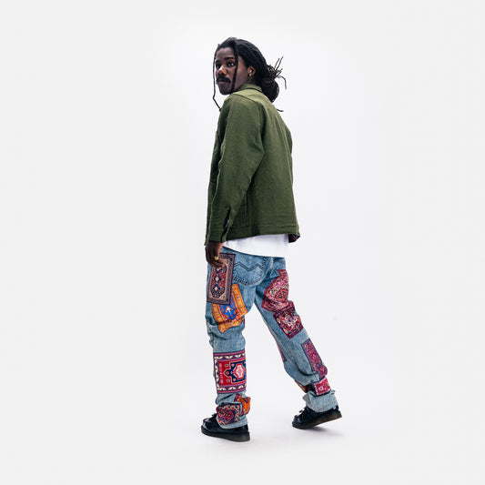 RUG DEALER LABEL DENIM PANTS