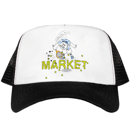MARKET clothing brand DOUBLE FAULT TRUCKER HAT. Find more graphic tees, hats, beanies, hoodies at MarketStudios.com. Formally Chinatown Market. 