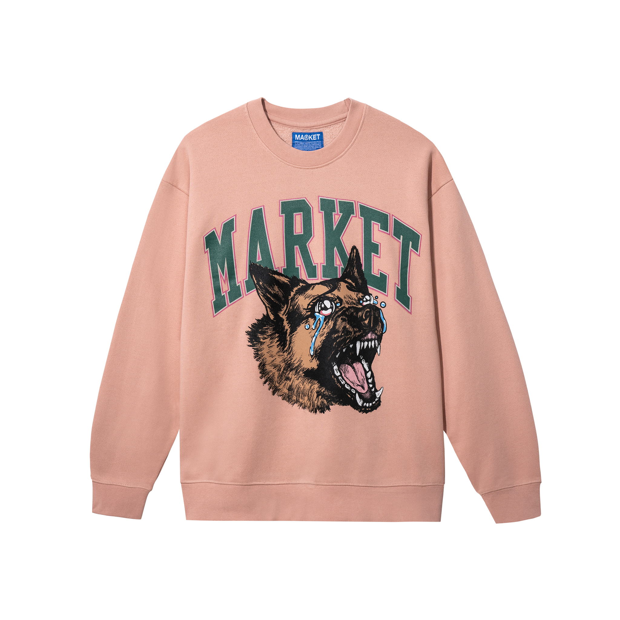 MARKET clothing brand BEWARE CRYING CREWNECK SWEATSHIRT. Find more graphic tees and hoodies at MarketStudios.com. Formally Chinatown Market.