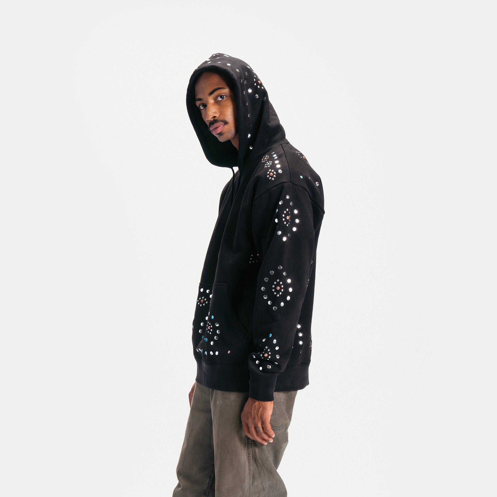 STUDDED PULLOVER HOODIE