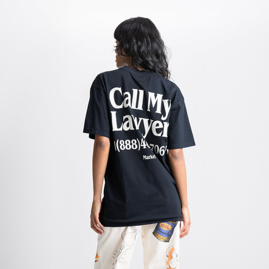 MARKET clothing brand CALL MY LAWYER T-SHIRT. Find more graphic tees, hats, hoodies and more at MarketStudios.com. Formally Chinatown Market.