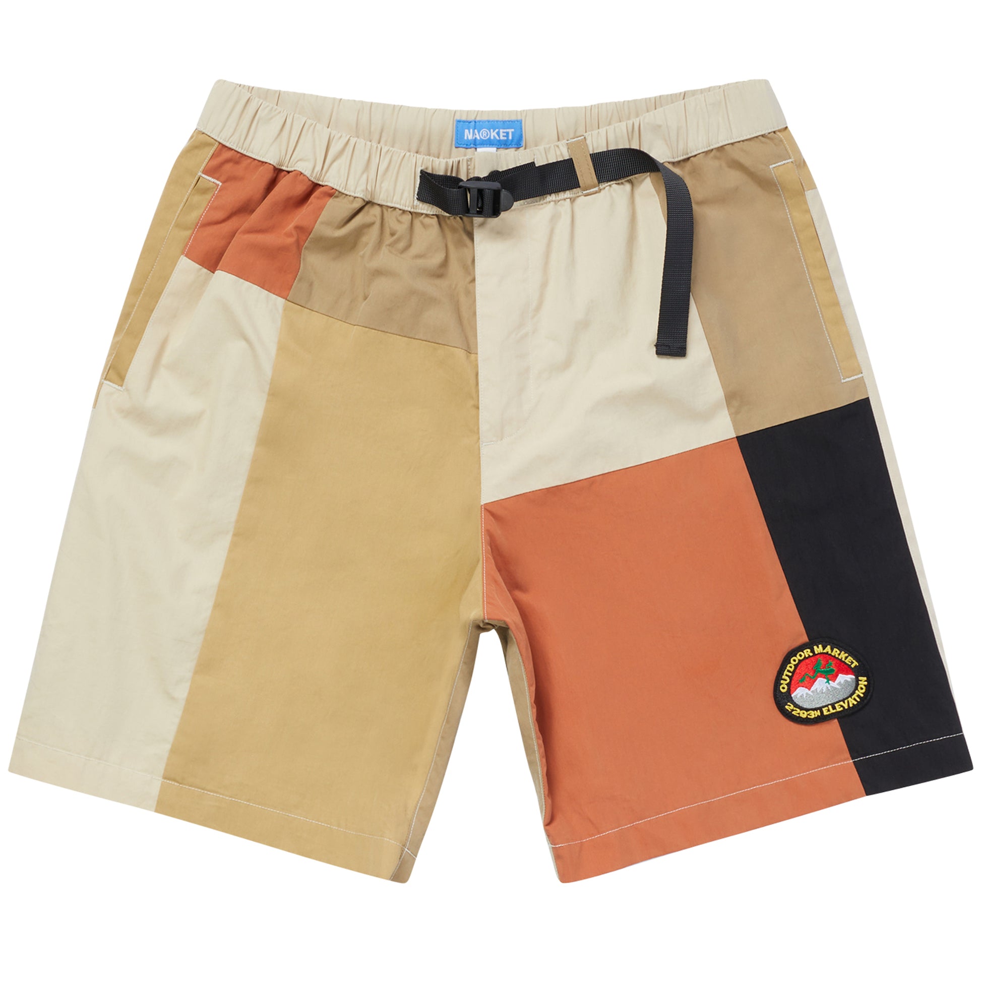 Paneled Nylon Shorts With Mesh Inner Lining With Embroidered Patch