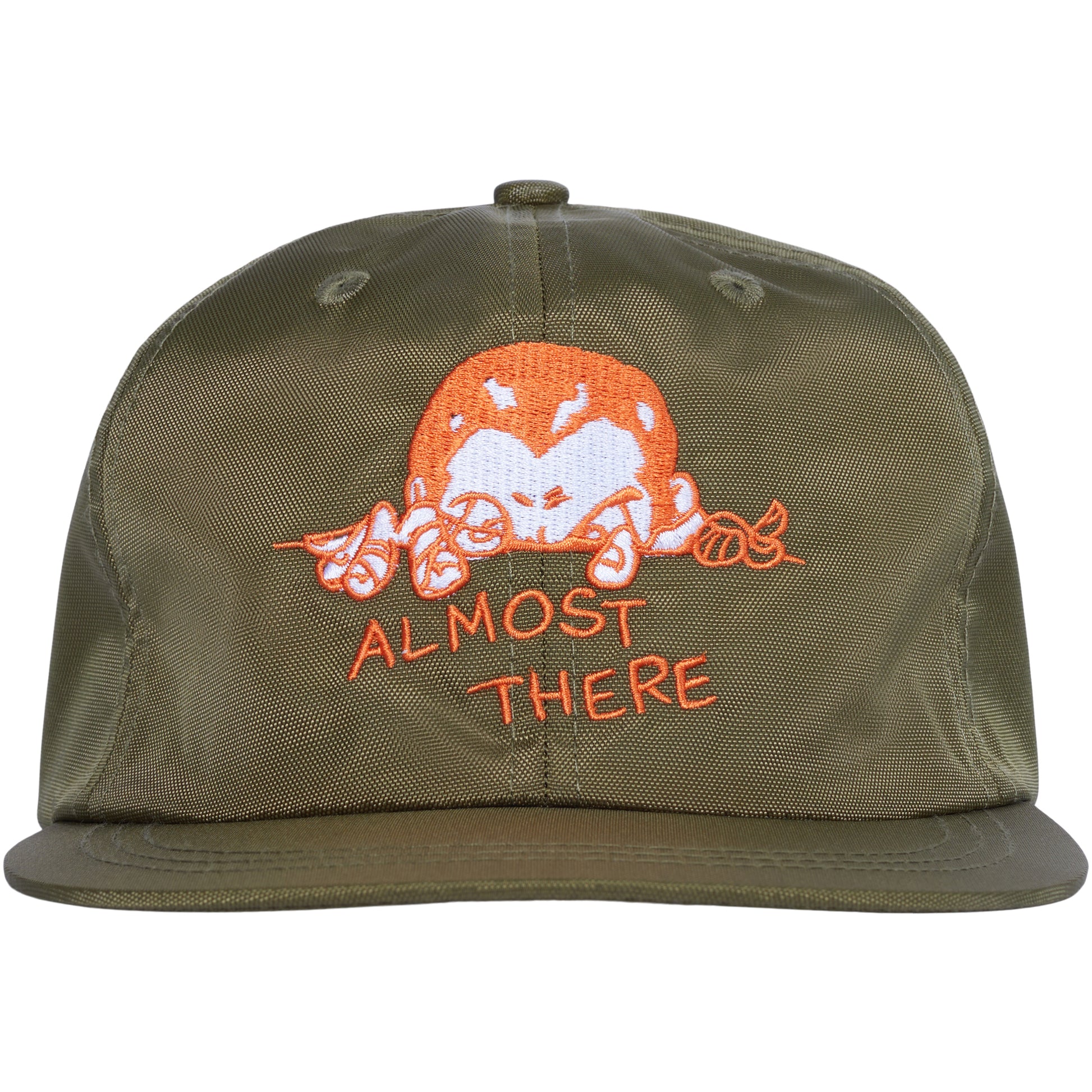 nylon tech style hat with embroidered graphic artwork 