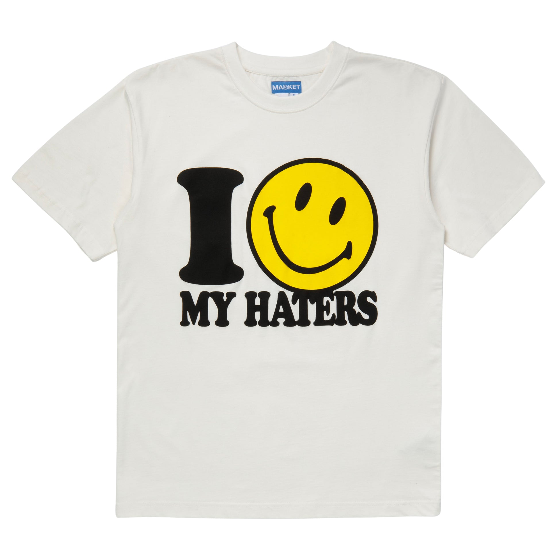 MARKET clothing brand SMILEY HATERS T-SHIRT. Find more graphic tees, hats, hoodies and more at MarketStudios.com. Formally Chinatown Market.