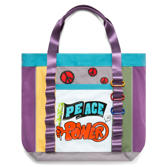 PEACE AND POWER CANVAS MESH BAG