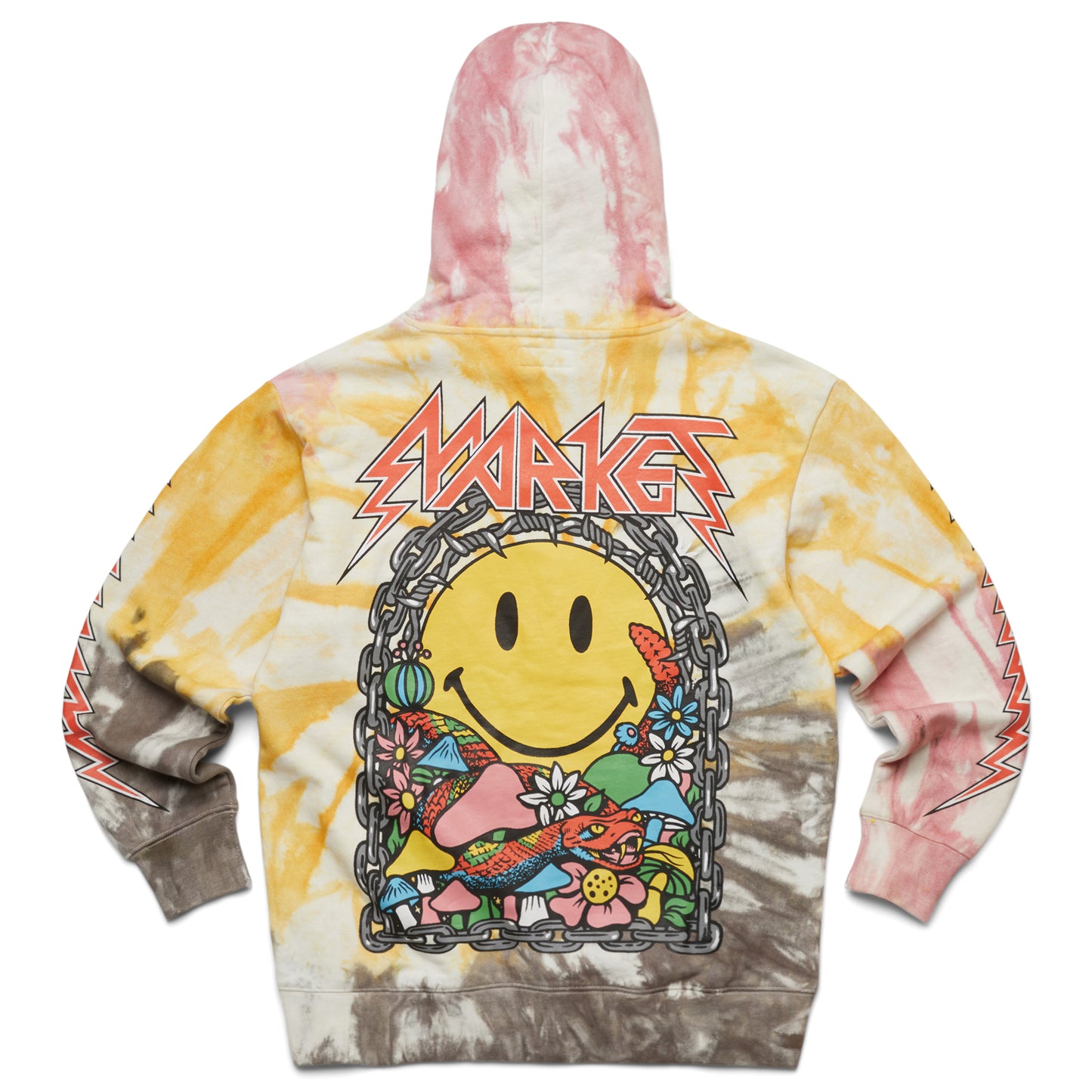 MARKET clothing brand SMILEY IRON MARKET TIE-DYE HOODIE. Find more graphic tees, hats and more at MarketStudios.com. Formally Chinatown Market.